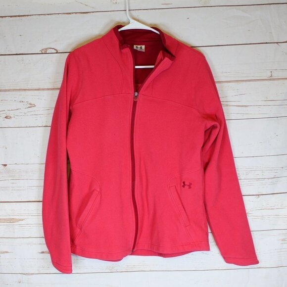 Under Armour Pink Fleece Front Zip Jacket Large - Picture 1 of 5